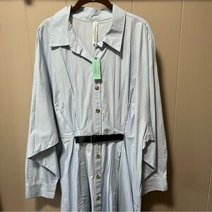 Anthropologie Pleated Buckle Midi Shirt Dress